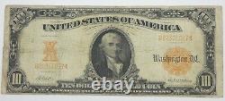 Series of 1907 Large Size $10 Gold Certificate FINE Fr#1169 2 Pinholes