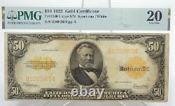Series of 1922 Large Size $50 Gold Certificate PMG 20 VERY FINE Fr#1200