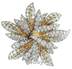 Two Tone Tiny White Round 925 Sterling Silver Gold Plated Studded Flower Brooch