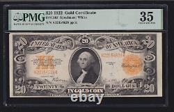 US 1922 $20 Gold Certificate FR 1187 PMG 35 VF (628)