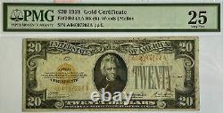 US 20$ 1928 Gold Certificate, FR# 2402 (AA Block), PMG 25 (Very Fine)