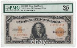 U. S. Series of 1922 $10.00 Gold Certificate (PMG Very Fine 25)
