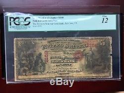 Ultra Rare 1874 $5 National Gold Bank Note, San Jose, Ca Pcgs 12 Fine