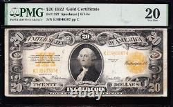 VERY NICE Bold & Crisp VF 1922 $20 GOLD CERTIFICATE! PMG 20! FREE SHIP! 40387