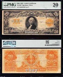 VERY NICE Bold & Crisp VF 1922 $20 GOLD CERTIFICATE! PMG 20! FREE SHIP! 81051