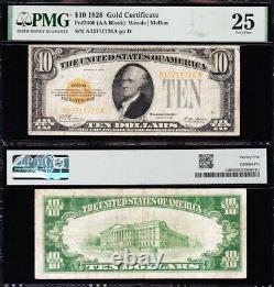 VERY NICE Bold & Crisp VF+ 1928 $10 GOLD CERTIFICATE! PMG 25! FREE SHIP! 11726A