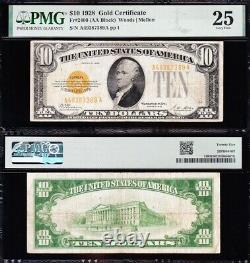 VERY NICE Bold & Crisp VF+ 1928 $10 GOLD CERTIFICATE! PMG 25! FREE SHIP! 87389A