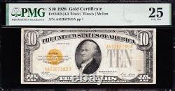 VERY NICE Bold & Crisp VF+ 1928 $10 GOLD CERTIFICATE! PMG 25! FREE SHIP! 87389A