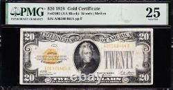 VERY NICE Bold & Crisp VF+ 1928 $20 GOLD CERTIFICATE! PMG 25! FREE SHIP! 88464A