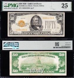 VERY NICE RARE Bold & Crisp VF+ 1928 $50 GOLD CERTIFICATE! PMG 25! FREE SHIP