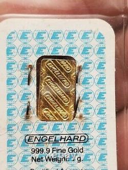 VTG Engelhard 1 Gram Fine Gold 999.9 Bar withAssay Certificate No. F4440 SEALED