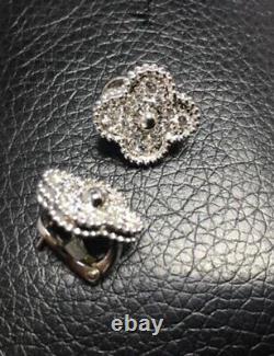 Van Cleef & Arpels 18k White Gold Vintage Diamond Alhambra Earrings