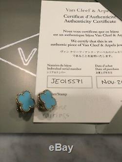 Van Cleef Turquoise Magic Alhambra Earrings With Certificate
