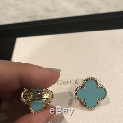 Van Cleef Turquoise Magic Alhambra Earrings With Certificate