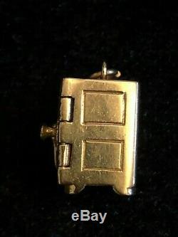 Vintage 14k Gold Safe Vault Charm with Silver Certificate. Beautiful