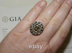 Vintage 1.58CT(Est.) DEMANTOID 0.57CT(Est.) Diamond Ring 18K GIA Certificate