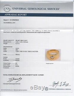 Vintage. 27 TCW DIAMOND 14k Solid Gold Heart Ring $1910 APPRAISAL withCERTIFICATE