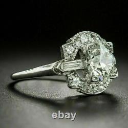 Vintage Art Deco 2.35 Ct Round Cut Lab-Created Diamond Unique Antique Fancy Ring