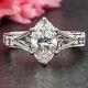 Vintage Art Deco 2.55 Ct Marquise Diamond Antique Engagement Ring 14k White Gold