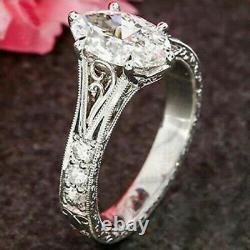 Vintage Art Deco 2.55 Ct Marquise Diamond Antique Engagement Ring 14k White Gold