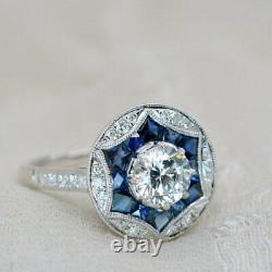 Vintage Art Deco 2.56Ct Round Cut Lab-Created Diamond Antique Wedding Ring