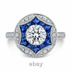 Vintage Art Deco 2.56Ct Round Cut Lab-Created Diamond Antique Wedding Ring