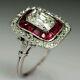 Vintage Art Deco 4.12 Ct Round Cut Lab-Created Diamond Old Fashioned 1920's Ring