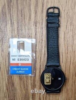 Vintage Credit Suisse 1g Fine Gold 999.9 Quartz Watch Essay Certificate Date