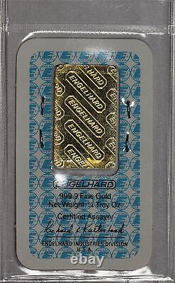 Vintage Engelhard 1/4 oz. 9999 Fine Gold Bar In Sealed Assay Certificate #205689