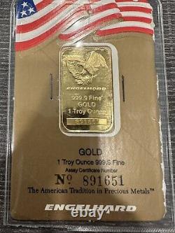 Vintage Engelhard 1 oz. 9999 Fine Gold Bar In Sealed Assay Certificate #891651