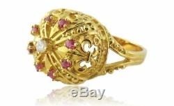 Vintage Igor Carl Faberge 18K Gold Diamond Ruby Crown Ring Box/Certificate