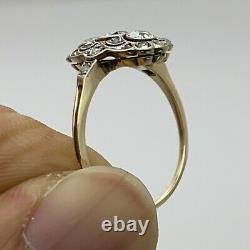 Vtg Art Deco European Cut Diamond Filigree 14K Yellow Gold Ring