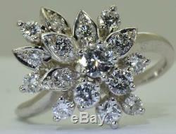 WOW! Amazing Art-Deco 14k white gold, 1.05ct F/G color Diamonds ring+CERTIFICATE