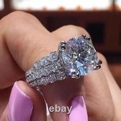 Women's Wedding Ring 14K White Gold Plated 6.80 Ct D/FL Round Cut Moissanite
